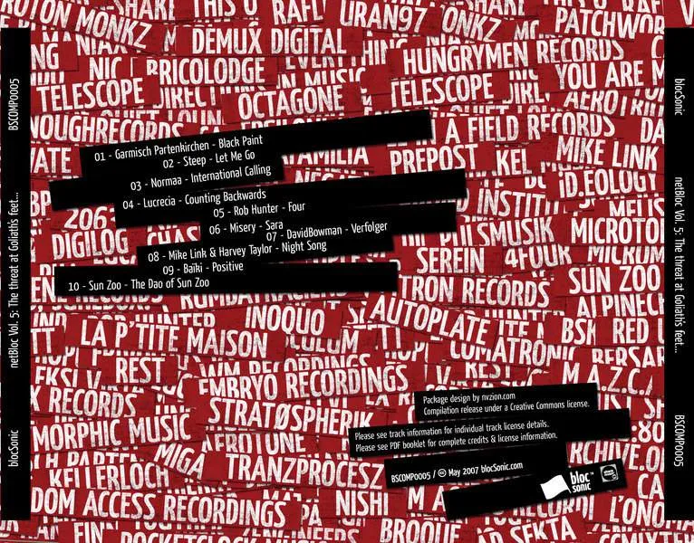 netBloc Vol. 5 Traycard for “netBloc Volume 5 (The threat at Goliath's feet...)” by Various Artists