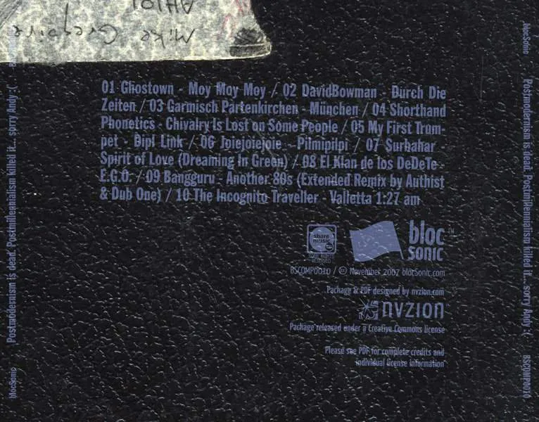 netBloc Vol. 10 Traycard for “netBloc Volume 10: Postmodernism is dead. Postmillennialism killed it... sorry Andy :(” by Various Artists