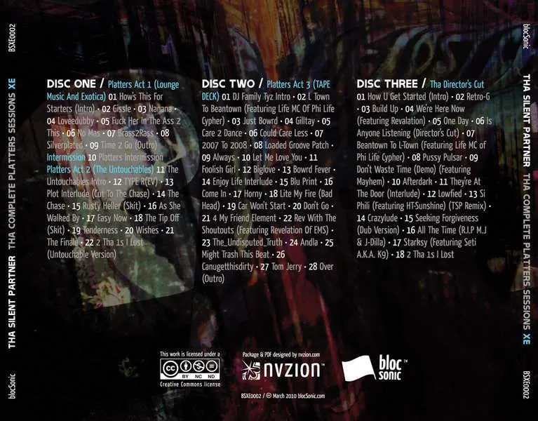 Album Traycard for “Tha Complete Platters Sessions XE” by Tha Silent Partner