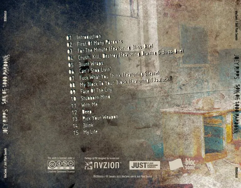 Album traycard for “Son Of 1,000 Pardons” by Joey Ripps
