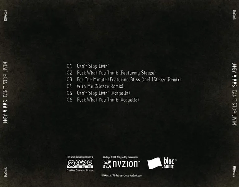 Album traycard for “Can't Stop Livin'” by Joey Ripps