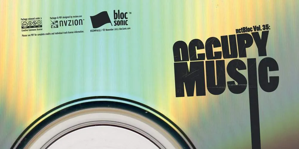 Album insert for “netBloc Vol. 35: Occupy Music” by Various Artists
