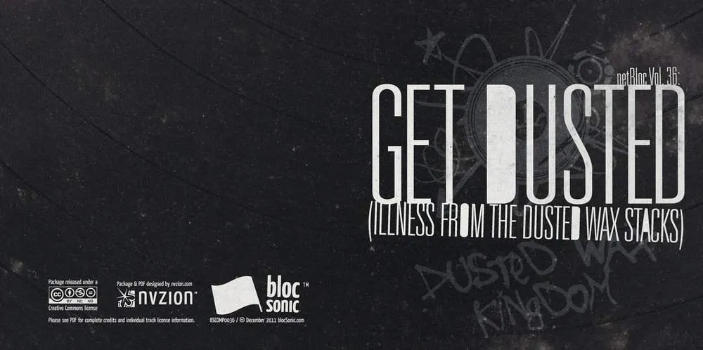 Album insert for “netBloc Vol. 36: Get Dusted (Illness From The Dusted Wax Stacks)” by Various Artists