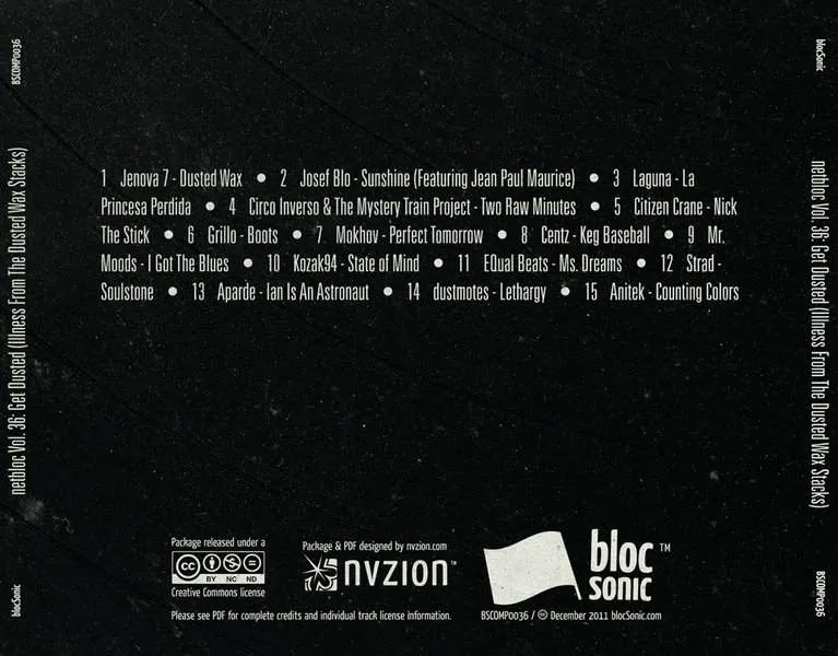 Album traycard for “netBloc Vol. 36: Get Dusted (Illness From The Dusted Wax Stacks)” by Various Artists