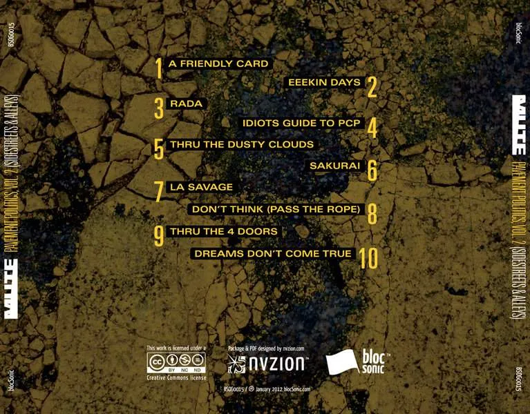 Album traycard for “Pavement Politics, Vol. 2 (Sidestreets & Alleys)” by MUTE