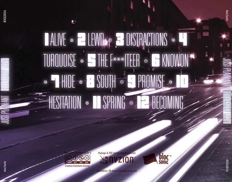 Album traycard for “Knowon” by Just Plain Ant