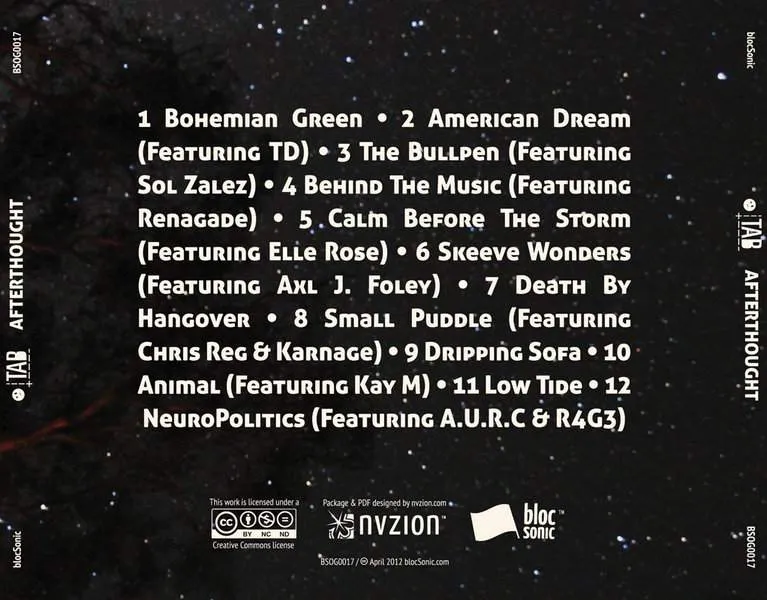 Album traycard for “AfterThought” by Tab