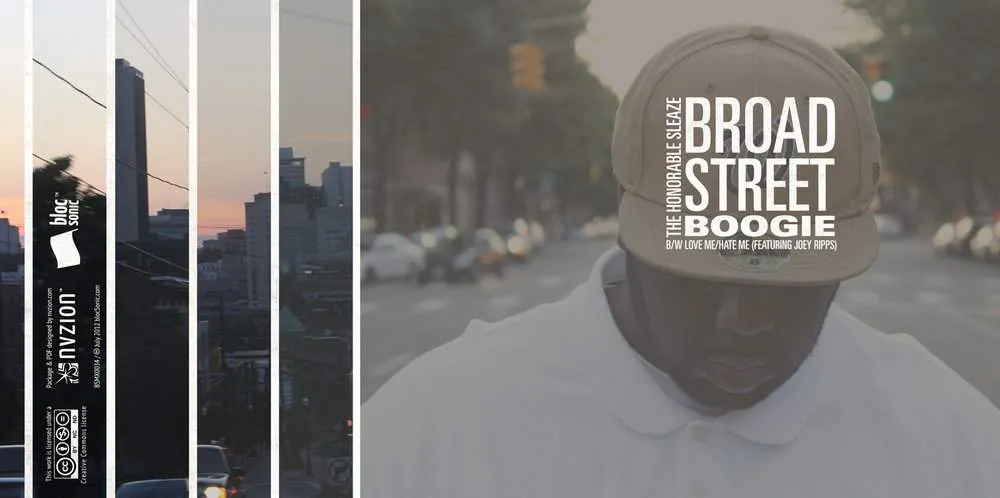 Album insert for “Broad Street Boogie B/W Love Me/Hate Me” by The Honorable Sleaze