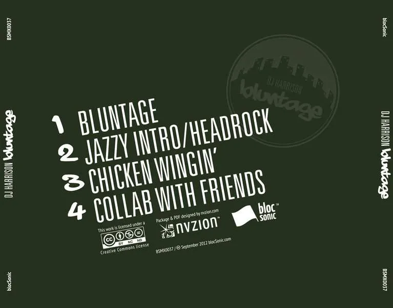 Album traycard for “Bluntage” by DJ Harrison