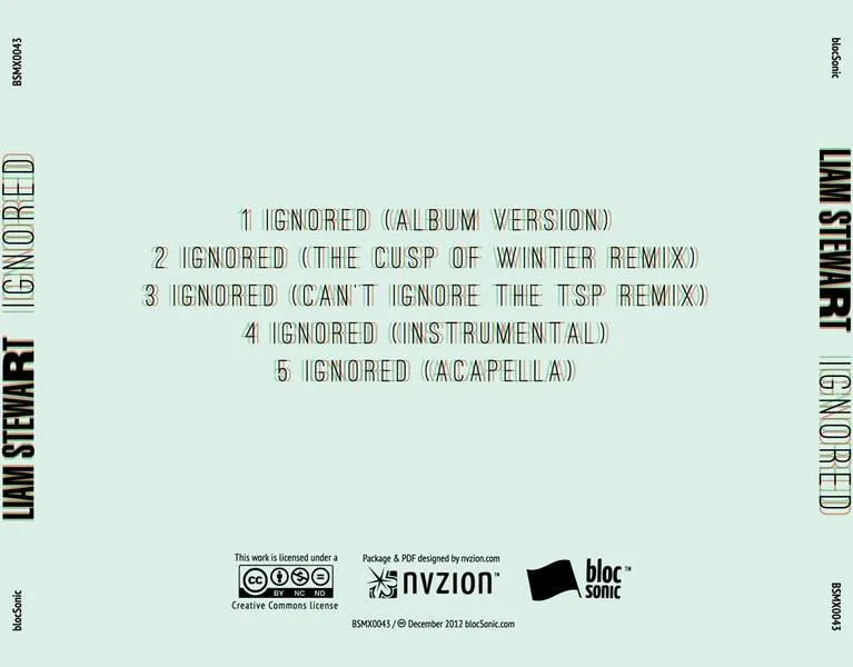 Album traycard for “Ignored” by Liam Stewart
