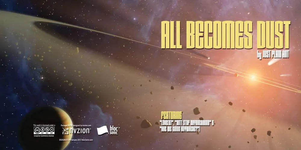 Album insert for “All Becomes Dust” by Just Plain Ant