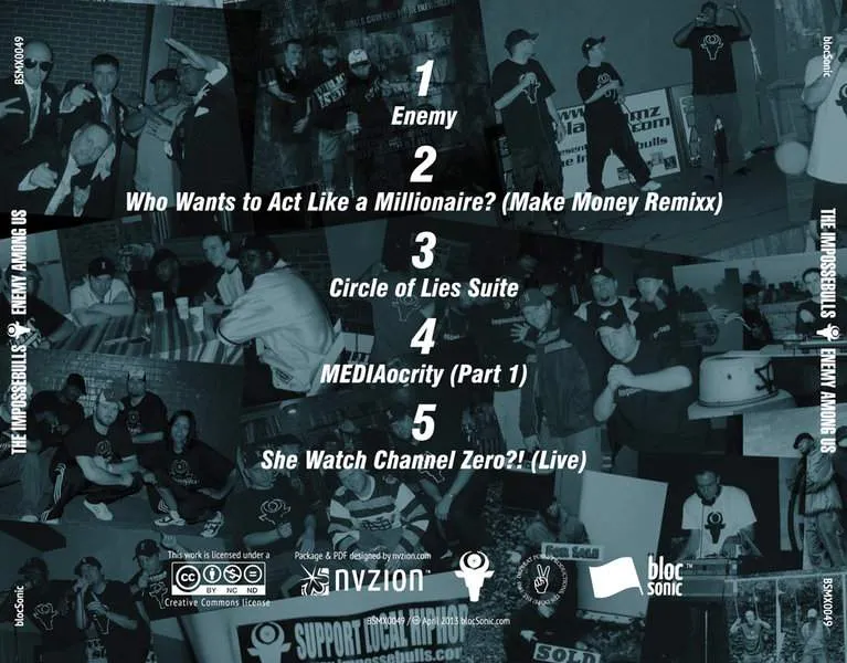 Album traycard for “Enemy Among Us” by The Impossebulls