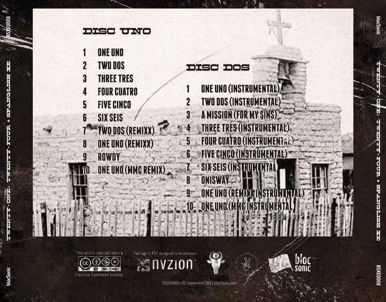 Album traycard for “Spanglish XE” by Twenty-One: Twenty-Four