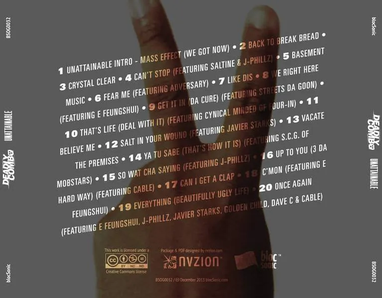 Album traycard for “Unattainable” by Deadly Combo