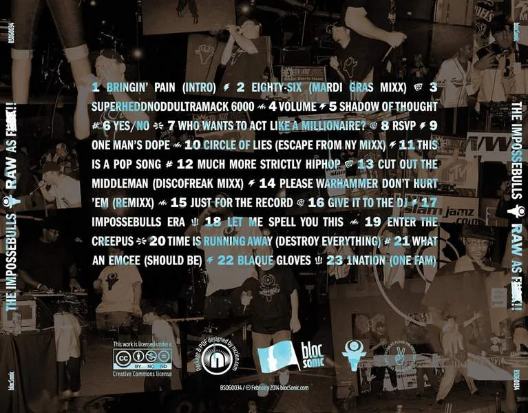 Album traycard for “Raw As F**k” by The Impossebulls