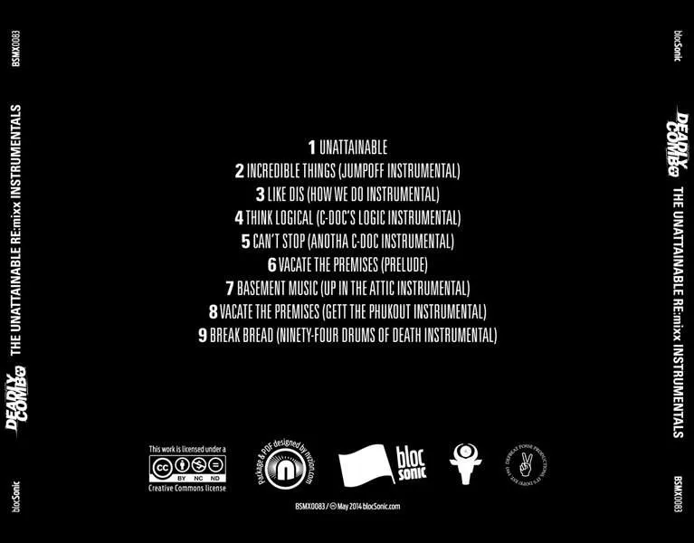 Album traycard for “The Unattainable RE:mixx Instrumentals” by Deadly Combo