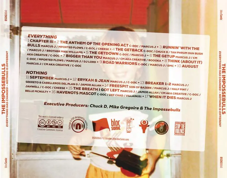 Album traycard for “Everything Has Changed; Nothing Is Different” by The Impossebulls