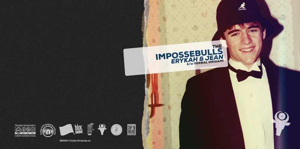 Album insert for “Erykah &amp; Jean b/w Verbal Origami” by The Impossebulls