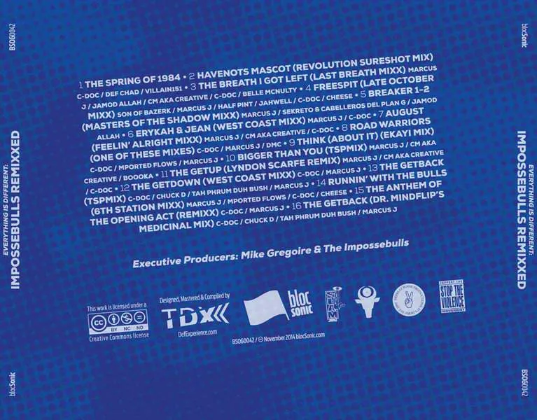 Album traycard for “Everything is Different: Impossebulls Remixxed” by The Impossebulls