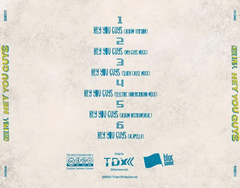 Album traycard for “Hey You Guys” by Cheese N Pot-C
