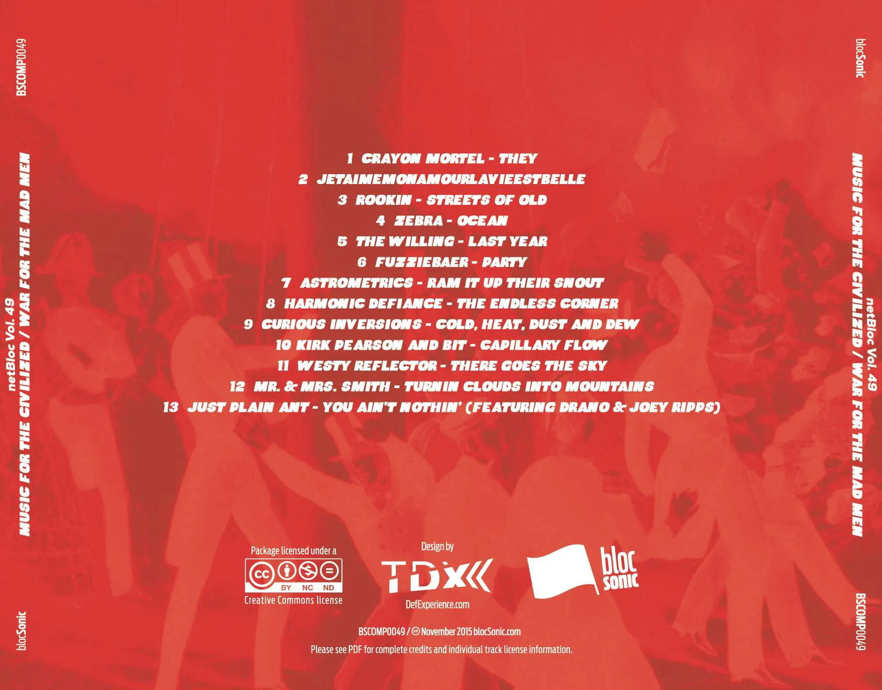 Album traycard for “netBloc Vol. 49: Music For The Civilized / War For The Mad Men” by Various Artists