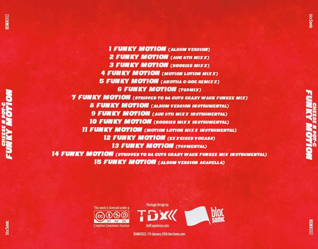 Album traycard for “Funky Motion” by Cheese N Pot-C