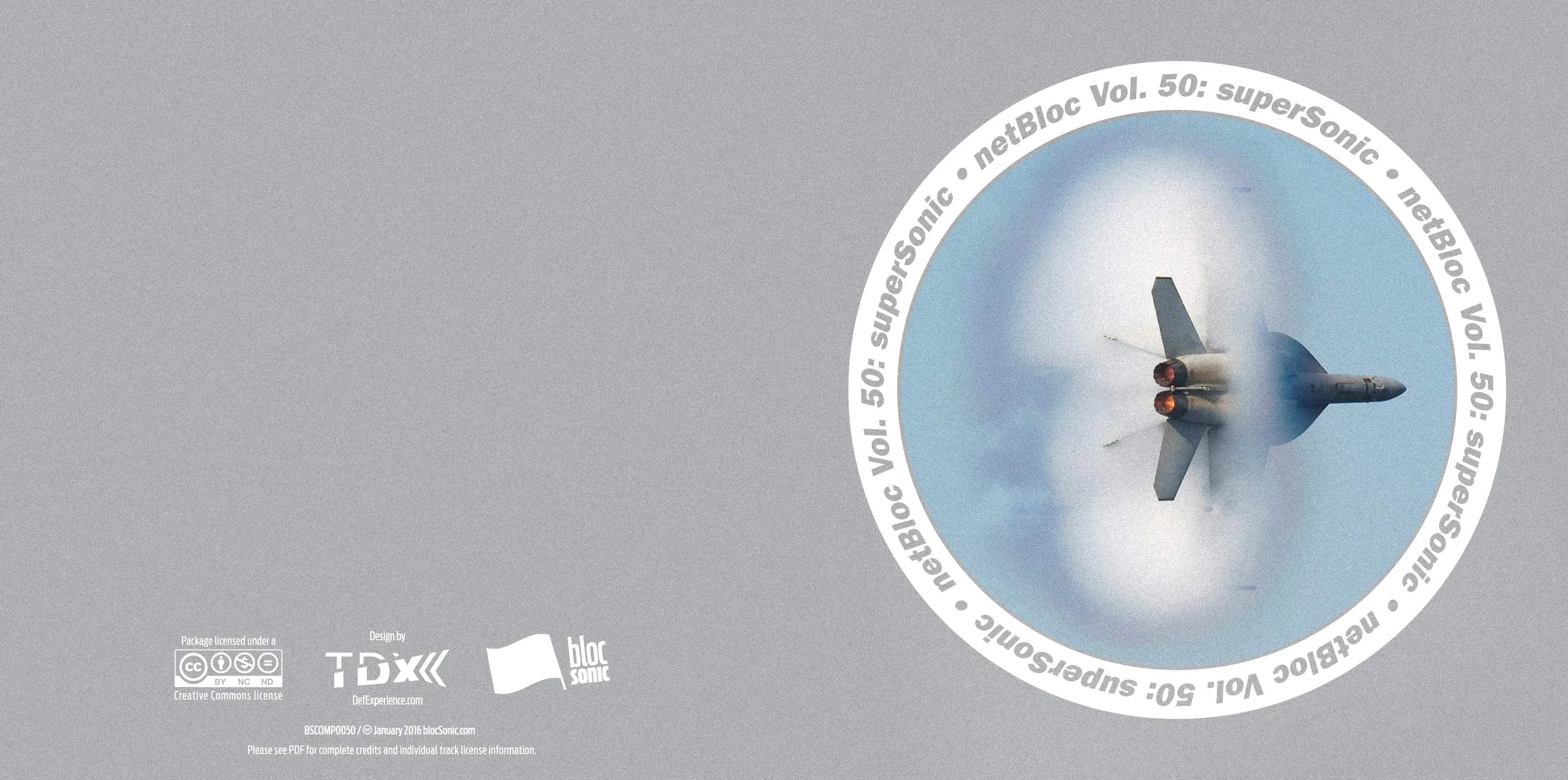 Album insert for “netBloc Vol. 50: superSonic” by Various Artists