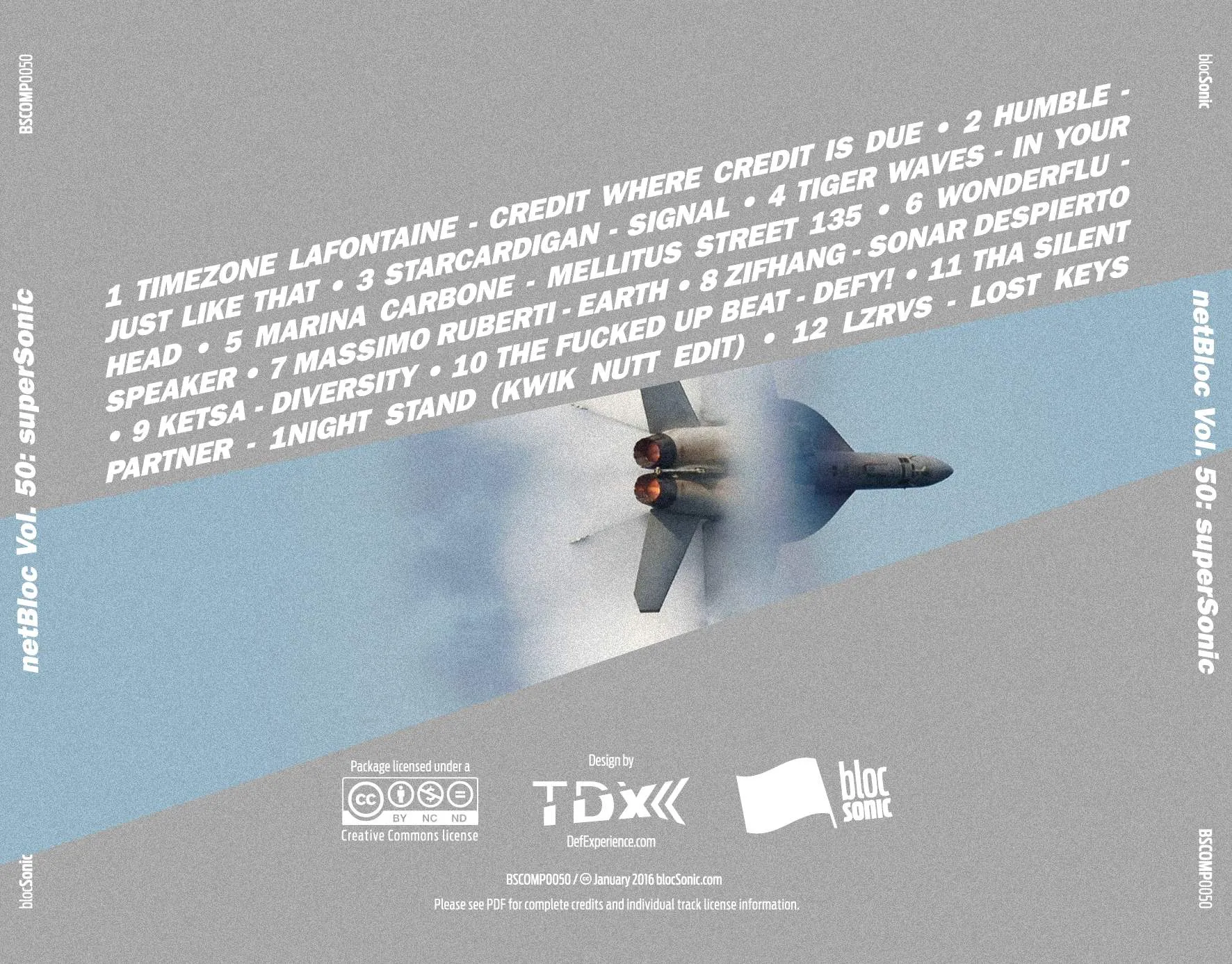 Album traycard for “netBloc Vol. 50: superSonic” by Various Artists
