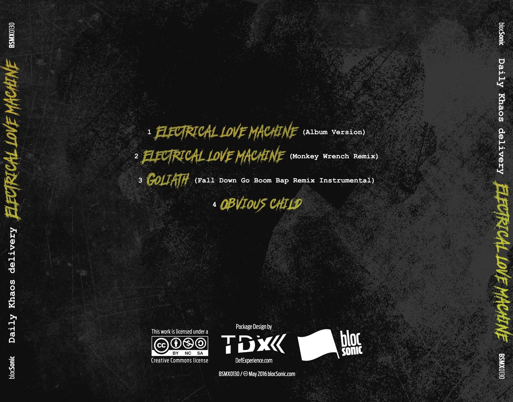 Album traycard for “Electrical Love Machine” by Daily Khaos delivery