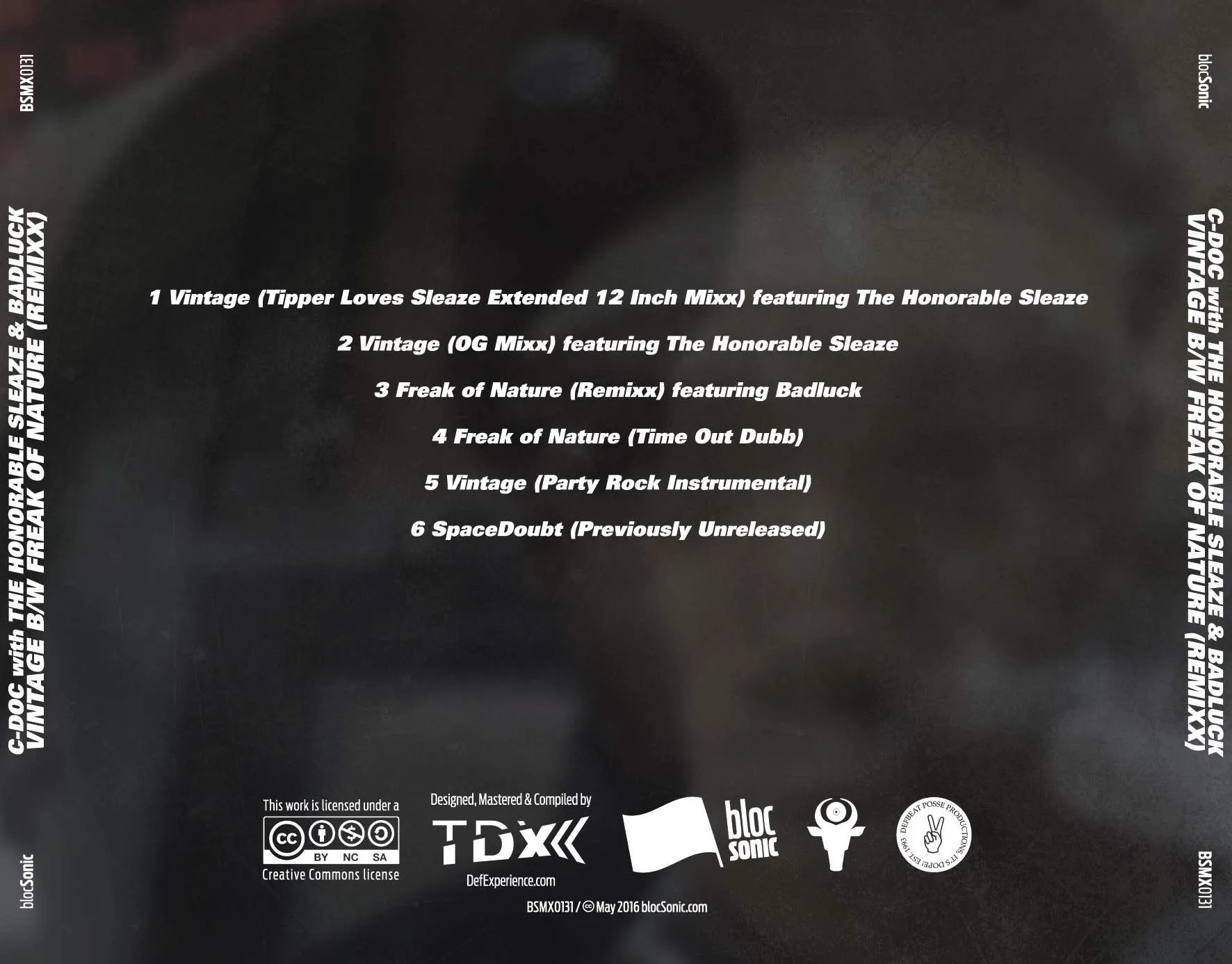 Album traycard for “Vintage b/w Freak Of Nature (Remixx)” by C-Doc