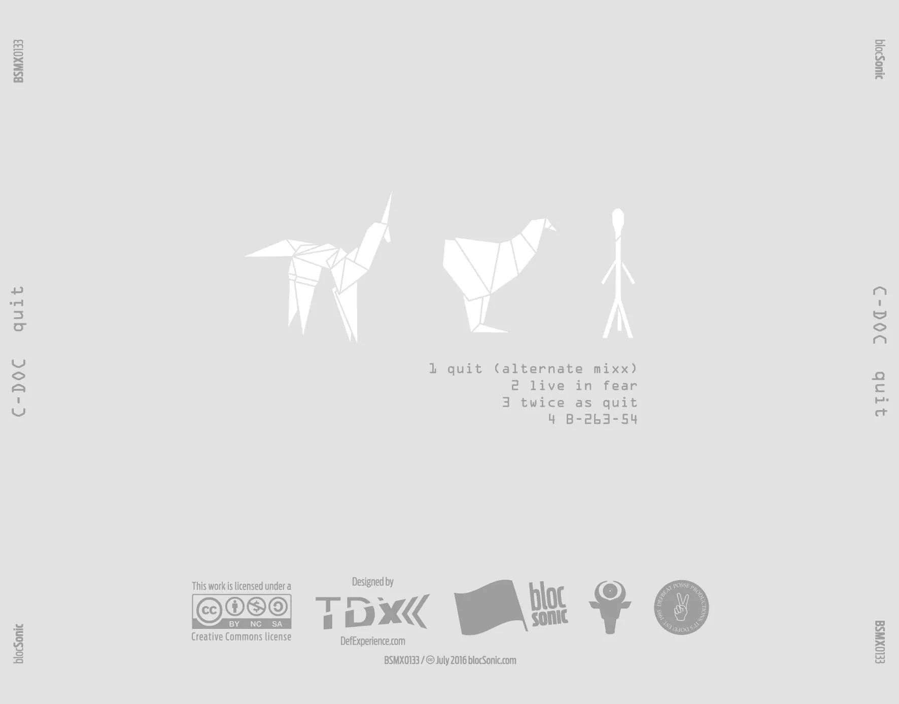 Album traycard for “Quit” by C-Doc