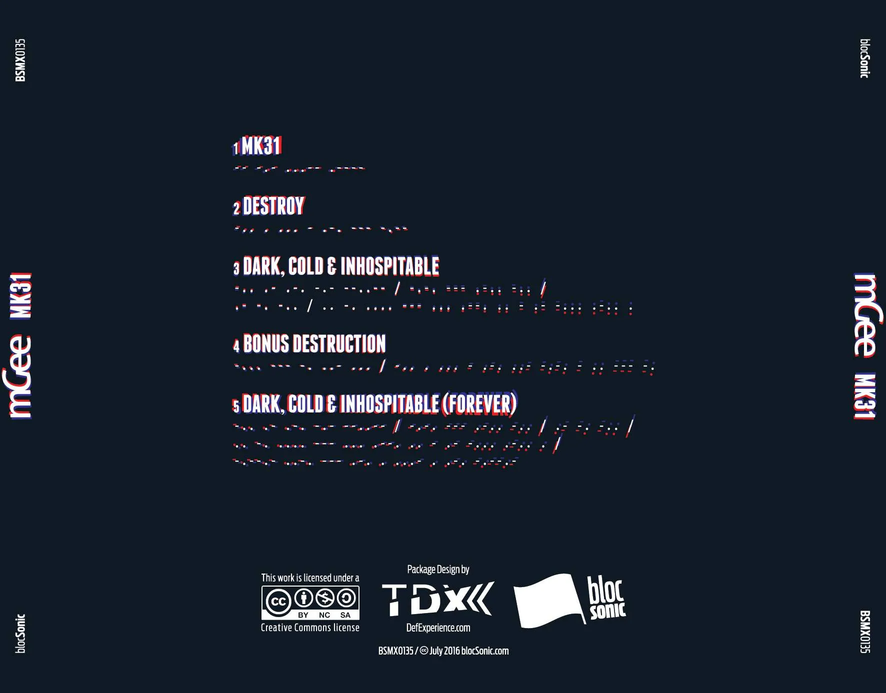 Album traycard for “MK31” by mGee