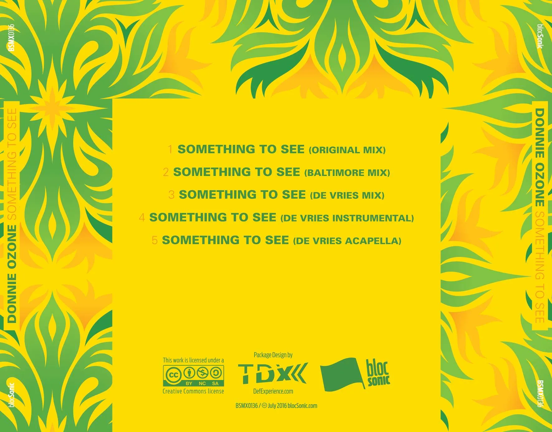 Album traycard for “Something To See” by Donnie Ozone