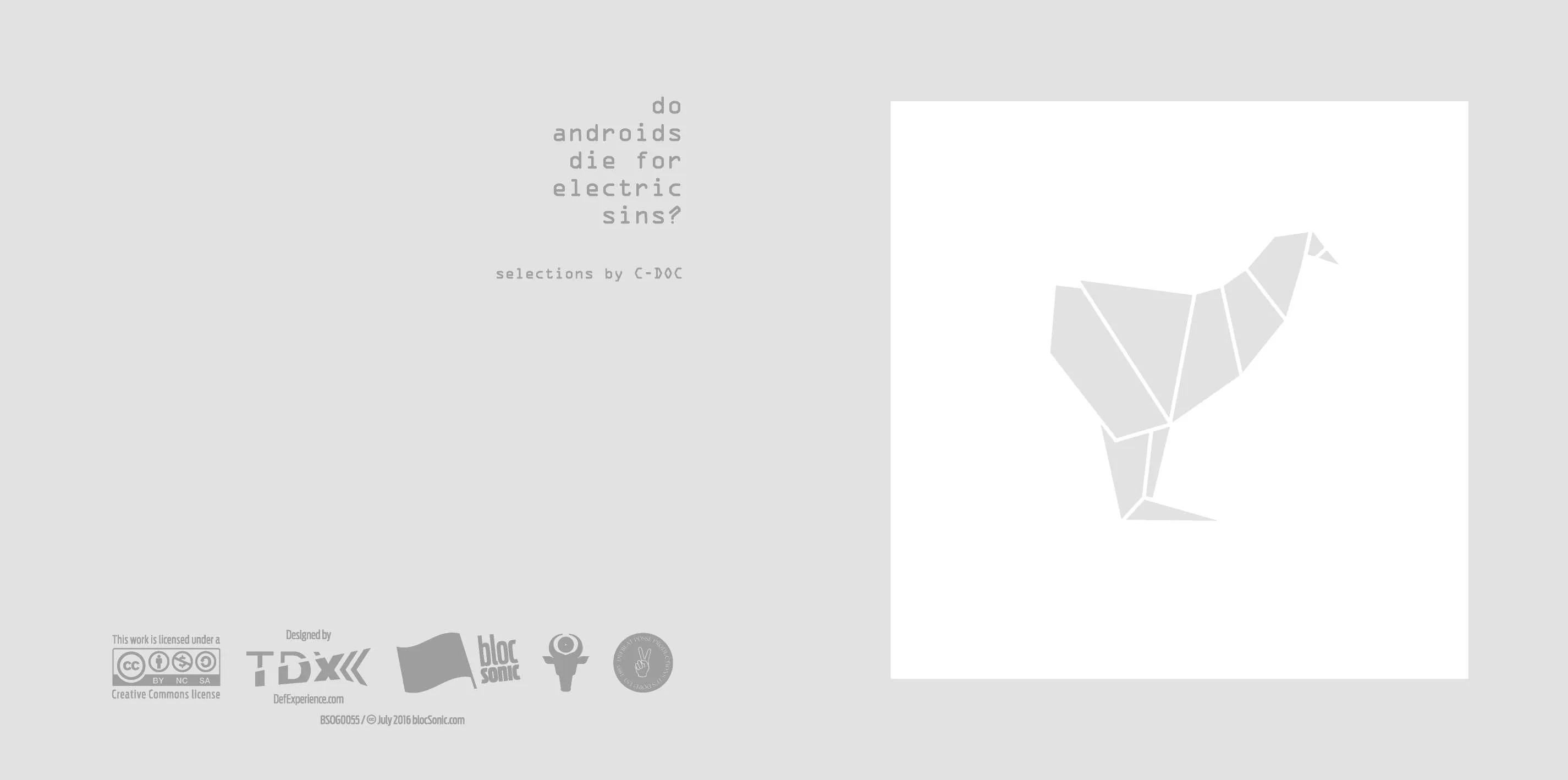 Album insert for “Do Androids Die For Electric Sins?” by C-Doc