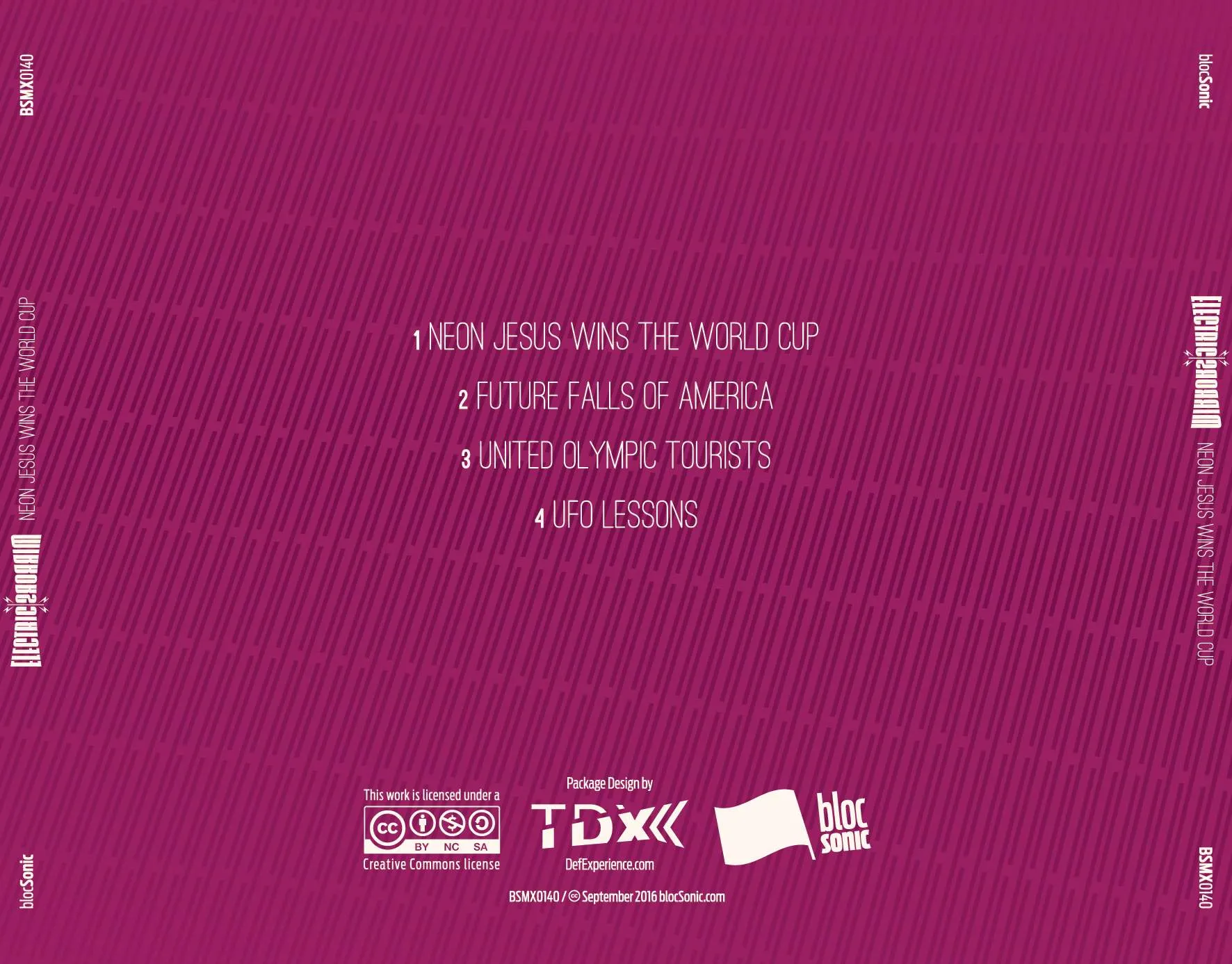 Album traycard for “Neon Jesus Wins The World Cup” by Electric Mirrors