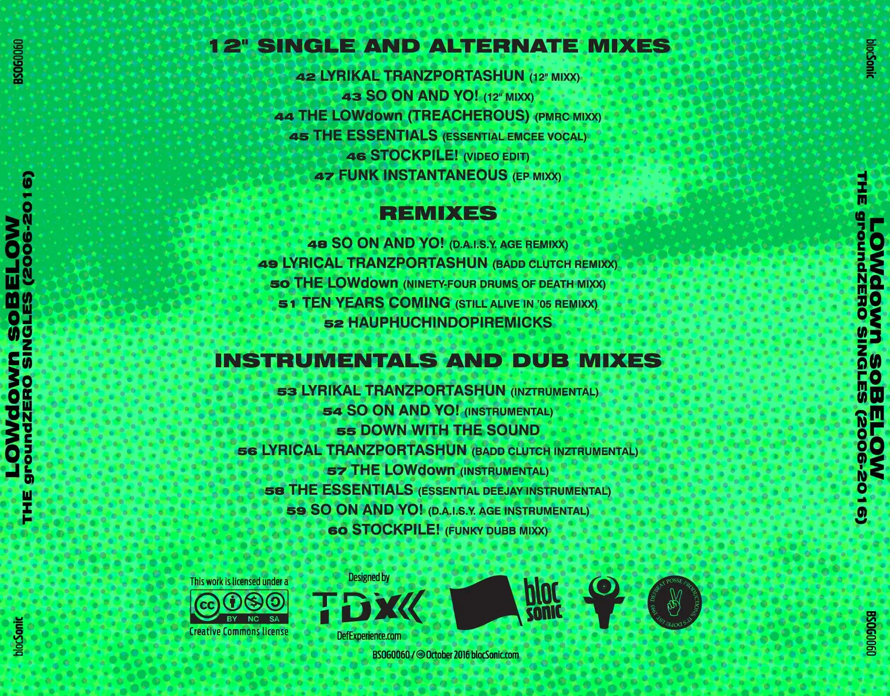 Album traycard for “soBELOW (THE groundZERO SINGLES 2006-2016)” by LOWdown
