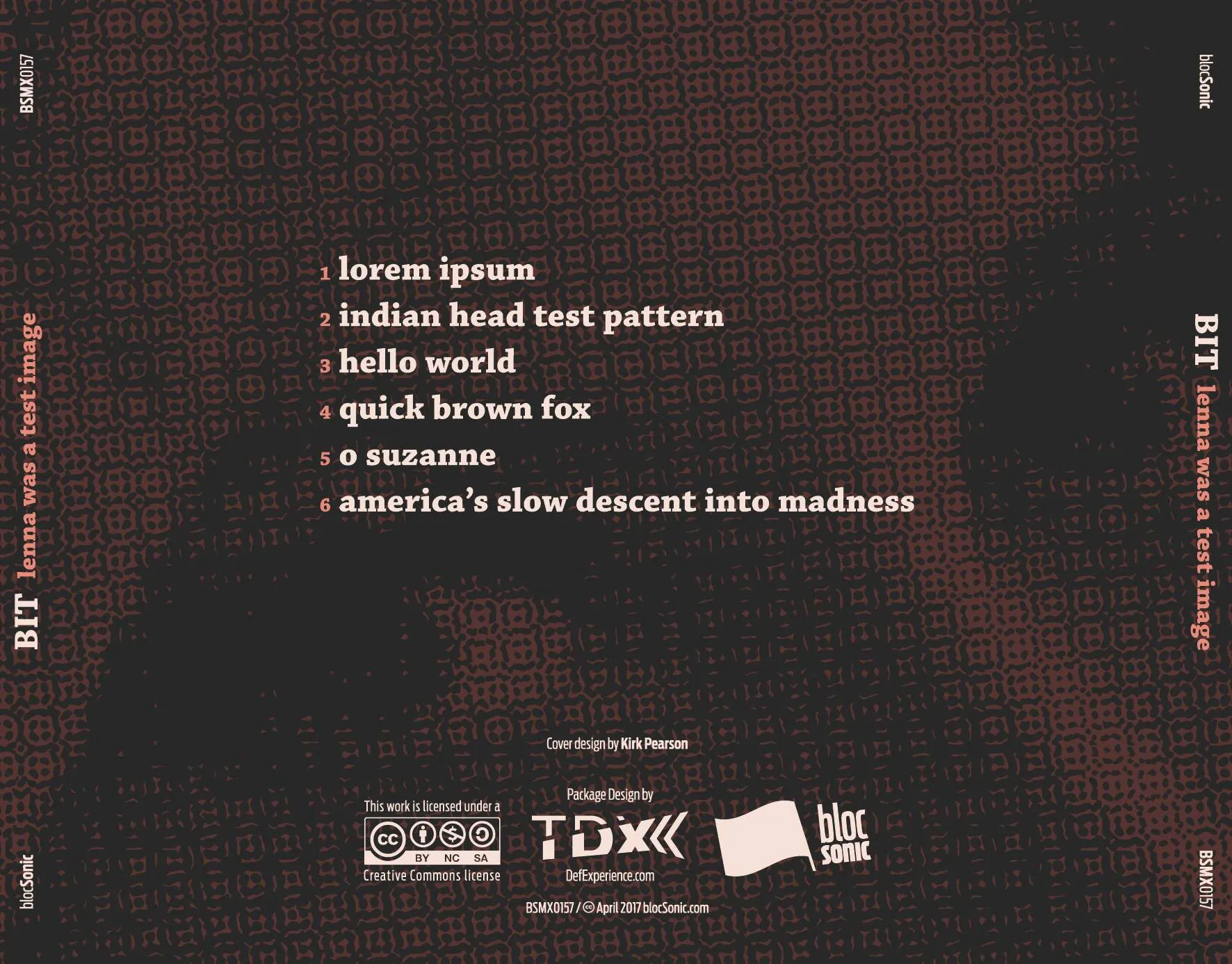 Album traycard for “lenna was a test image” by BIT