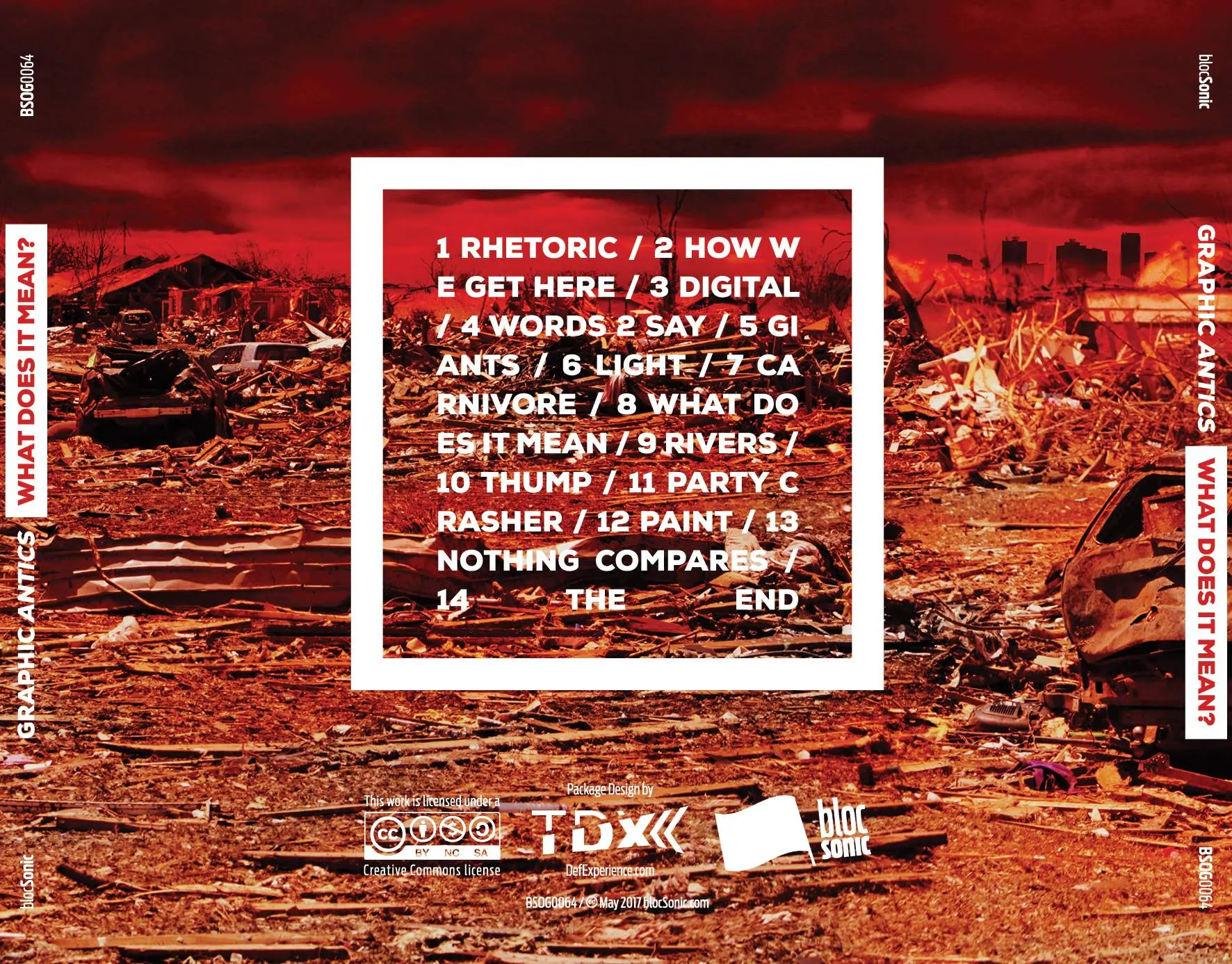 Album traycard for “What Does It Mean?” by Graphic Antics