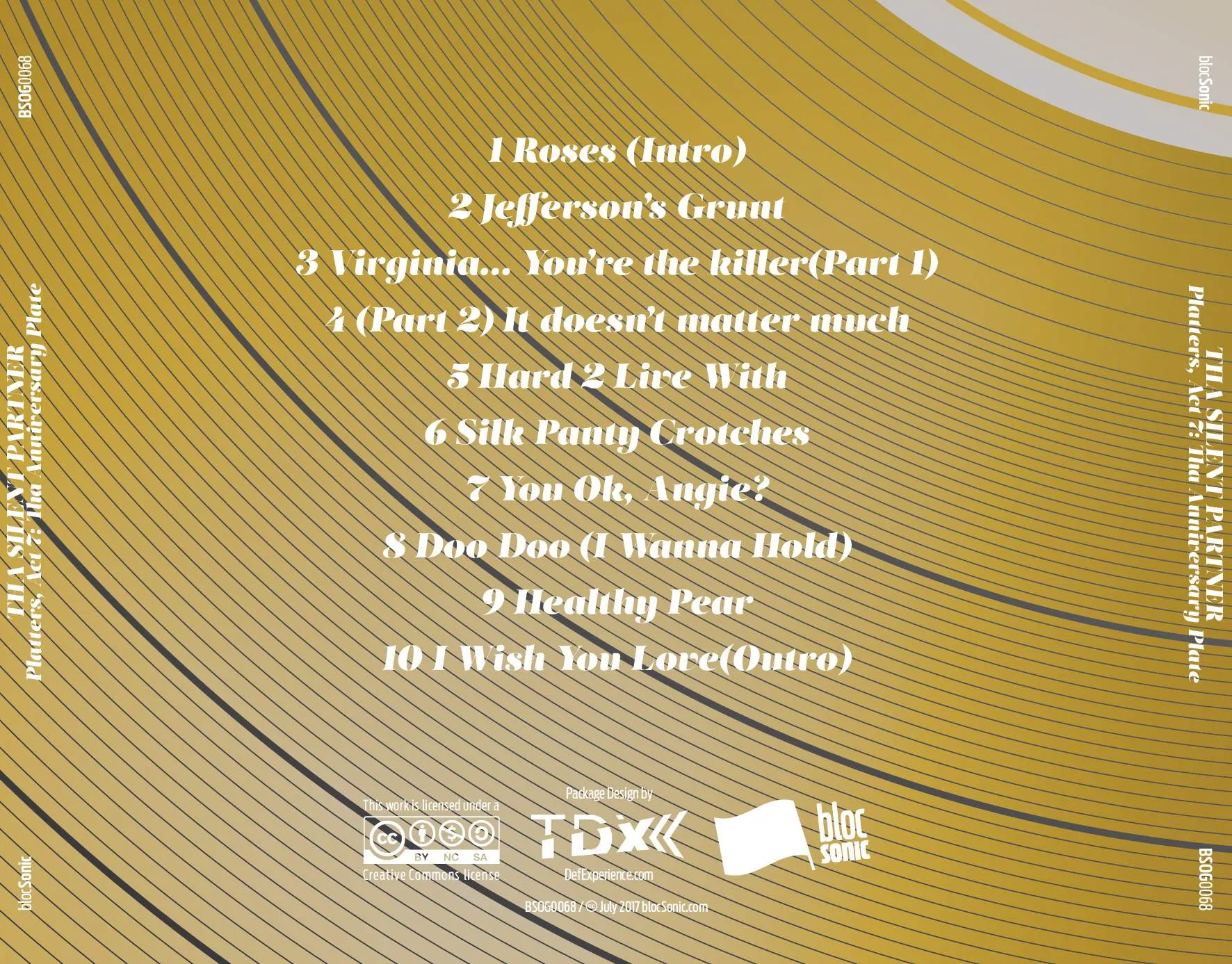 Album traycard for “Platters, Act 7: Tha Anniversary Plate” by Tha Silent Partner