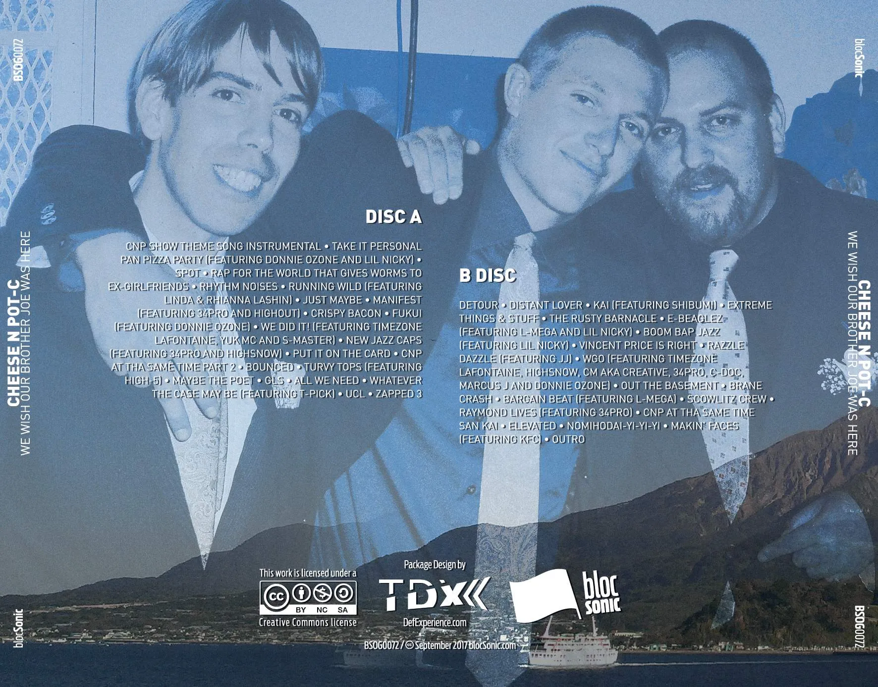 Album traycard for “We Wish Our Brother Joe Was Here” by Cheese N Pot-C
