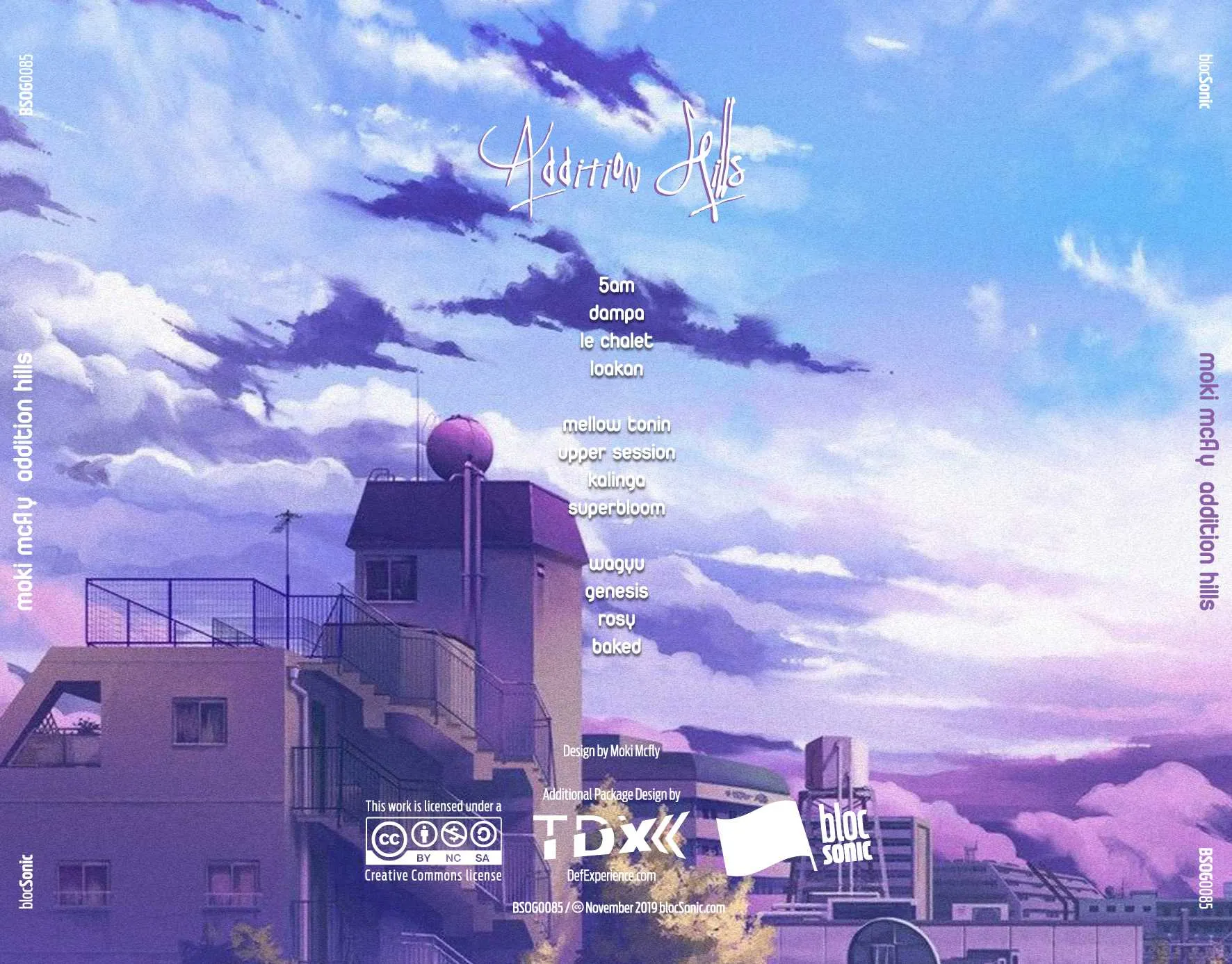 Album traycard for “Addition Hills” by Moki Mcfly