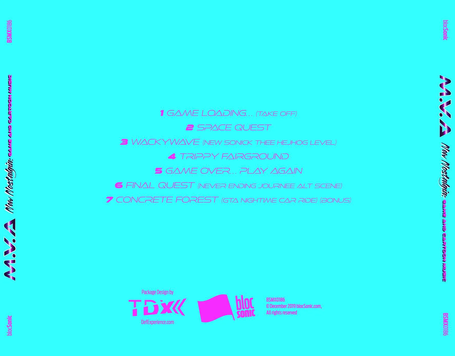 Album traycard for “New Nostalgia: Game And Cartoon Music” by M.V.A