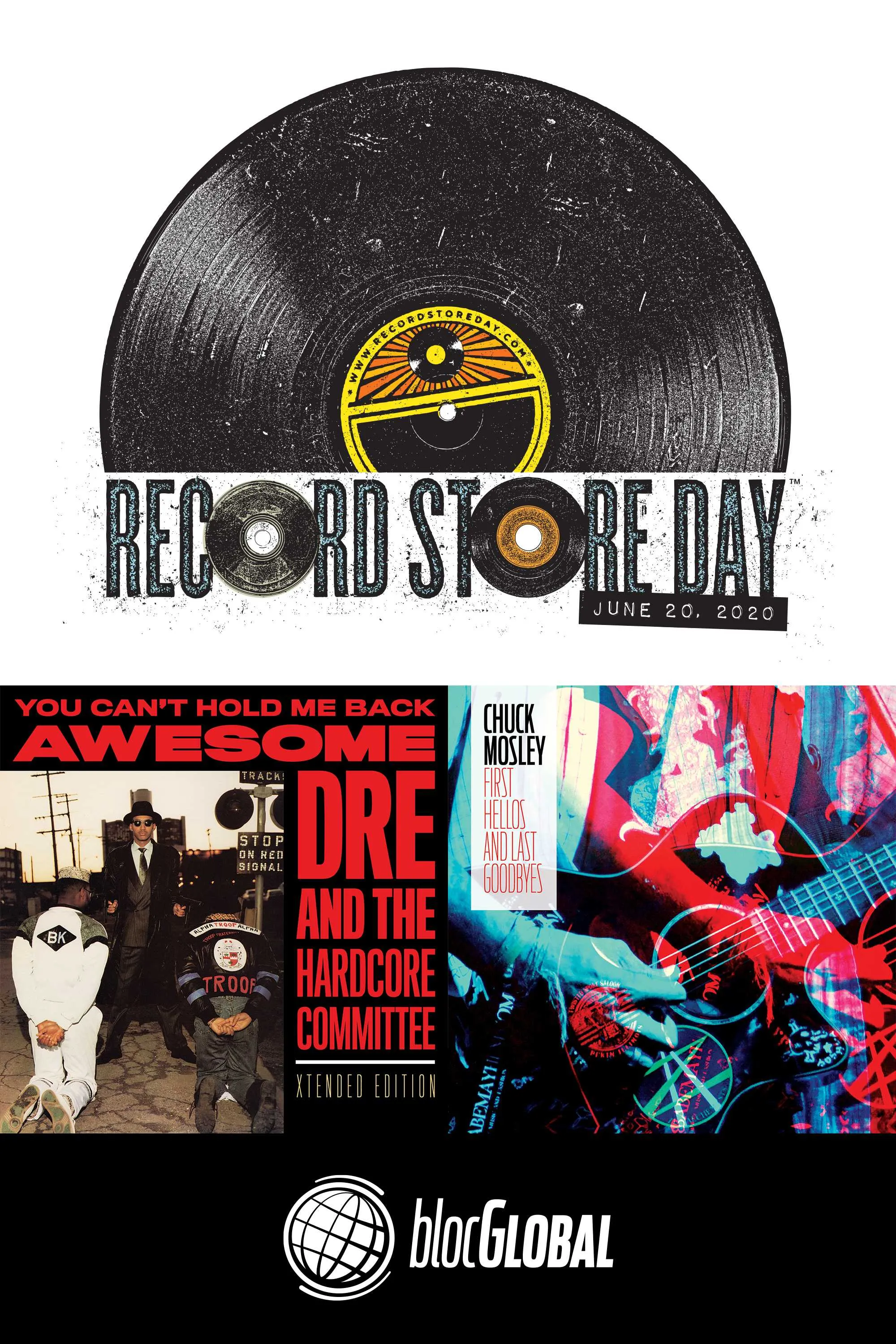 Record Store Day logo and covers of blocGLOBAL June 20th, 2020 releases