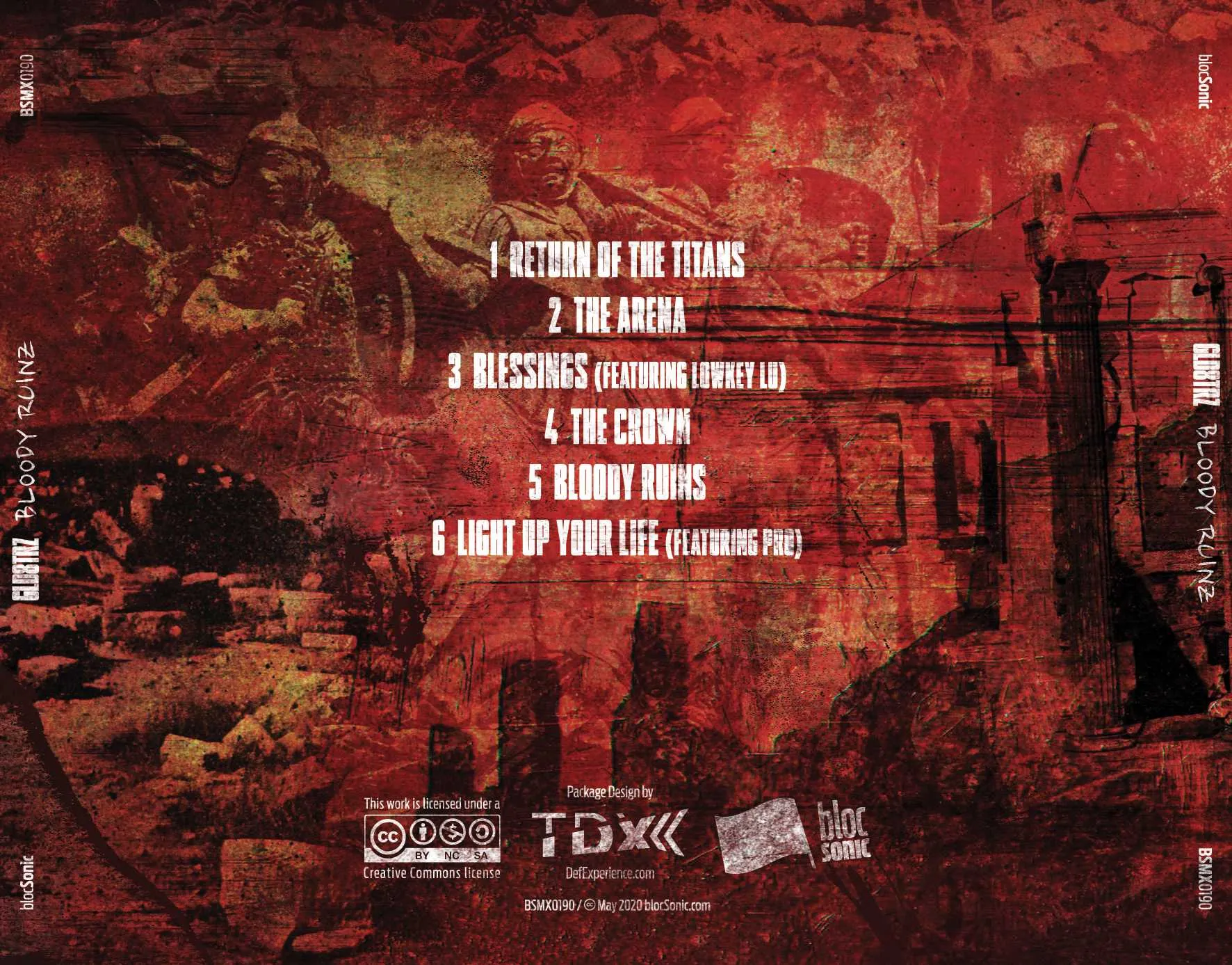 Album traycard for “Bloody Ruinz” by GLD8TRZ