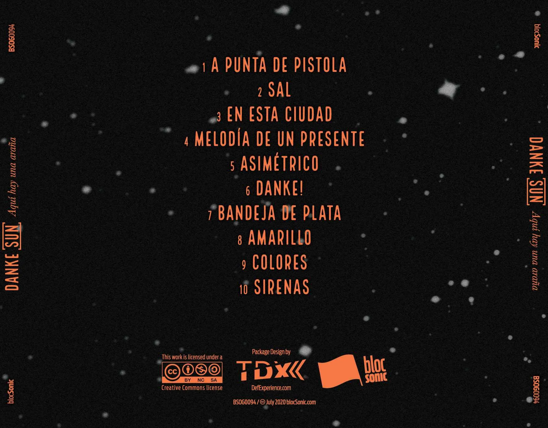 Album traycard for “Aquí hay una araña” by Danke Sun