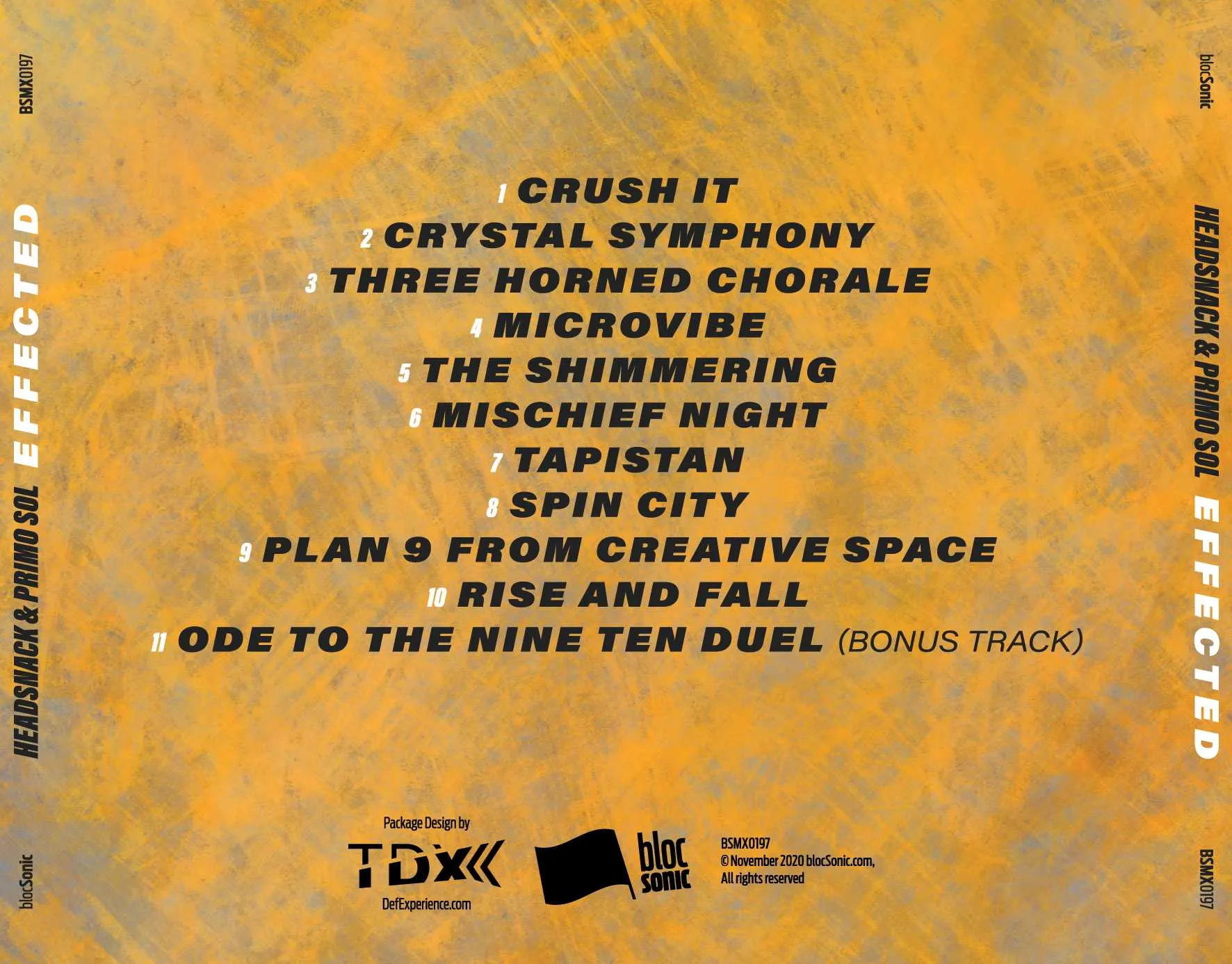 Album traycard for “EFFECTED” by Headsnack &amp; Primo Sol