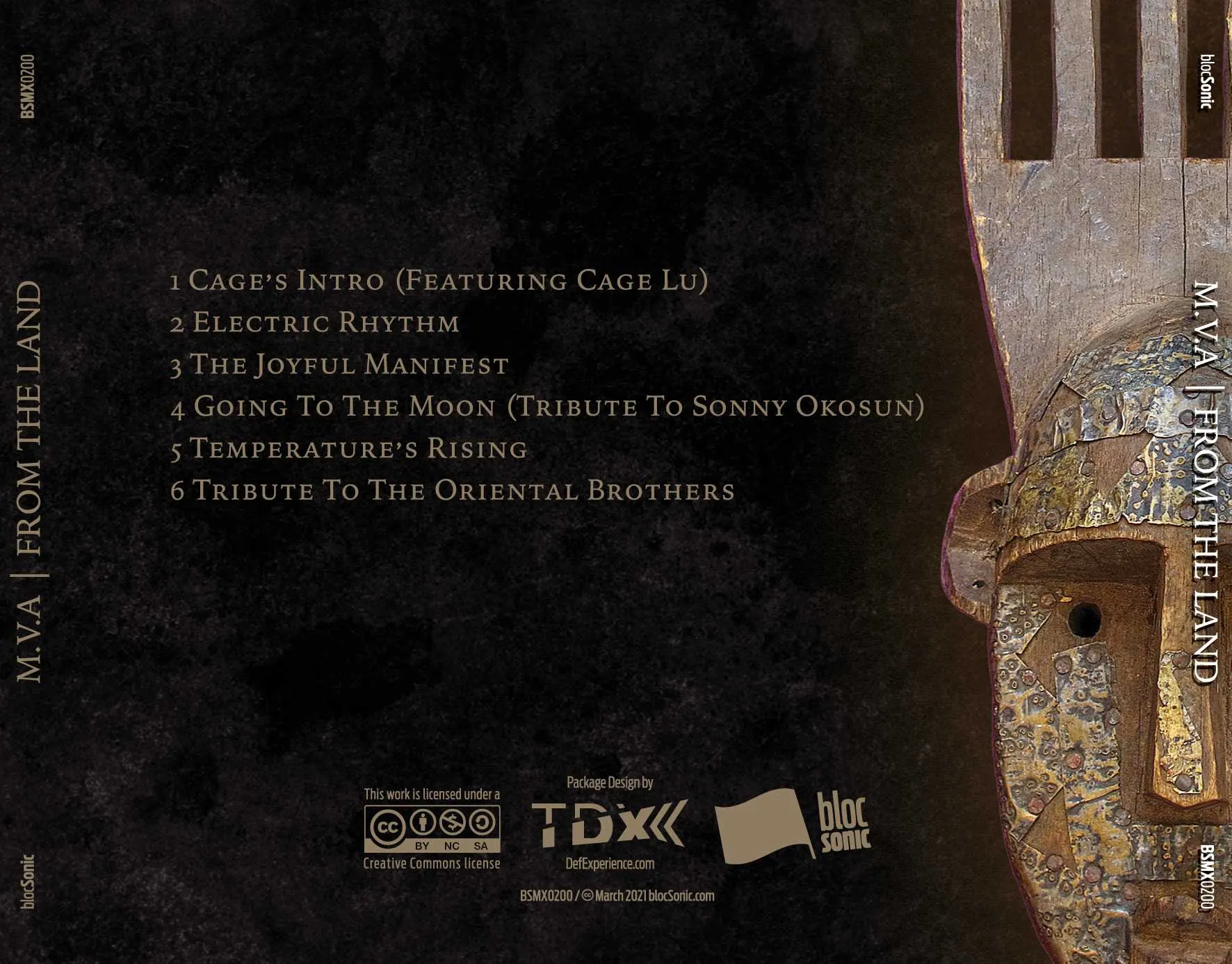Album traycard for “From The Land” by M.V.A