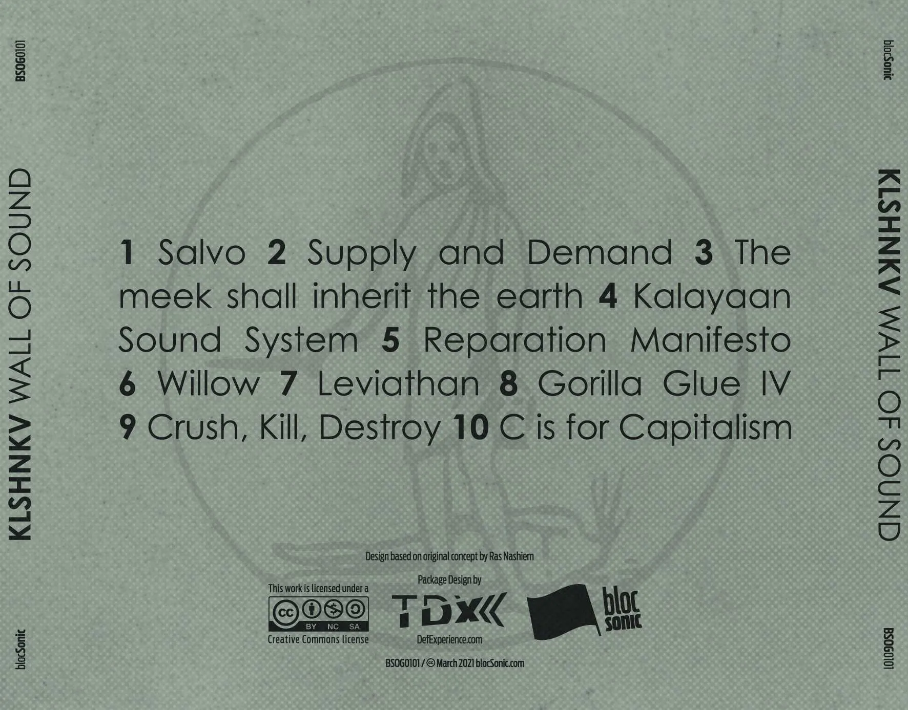 Album traycard for “Wall Of Sound” by KLSHNKV