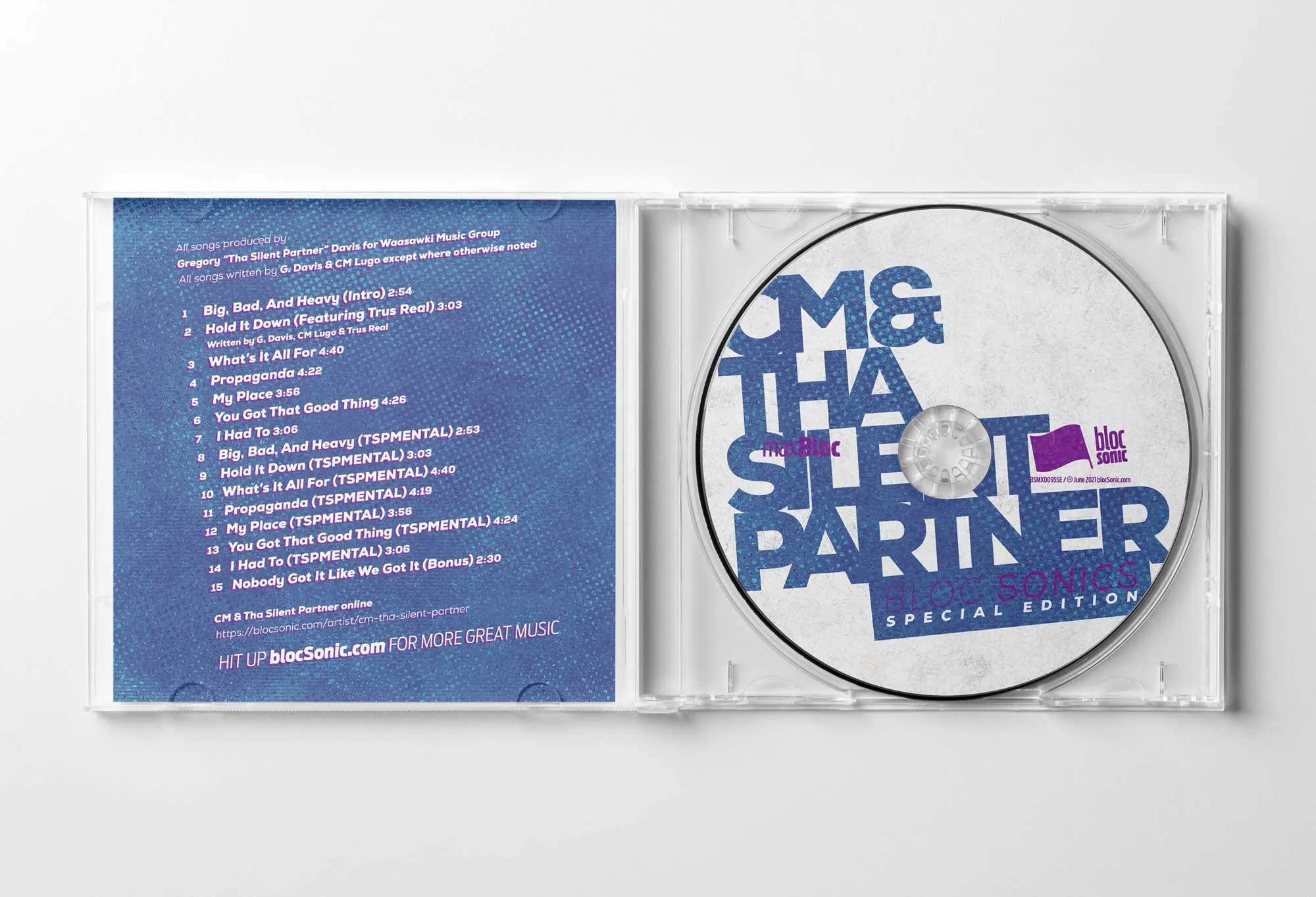 Album promo for “bloc Sonics” by CM &amp; Tha Silent Partner