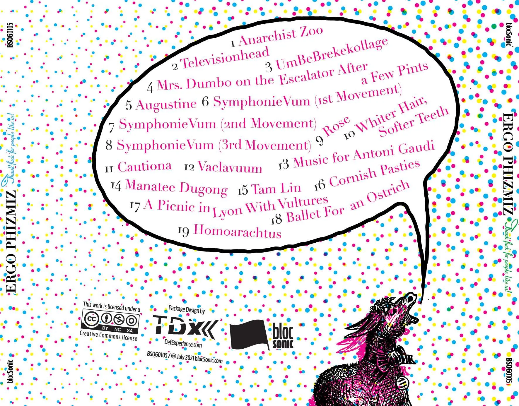 Album traycard for “Thank Fuck For People Like Us” by Ergo Phizmiz